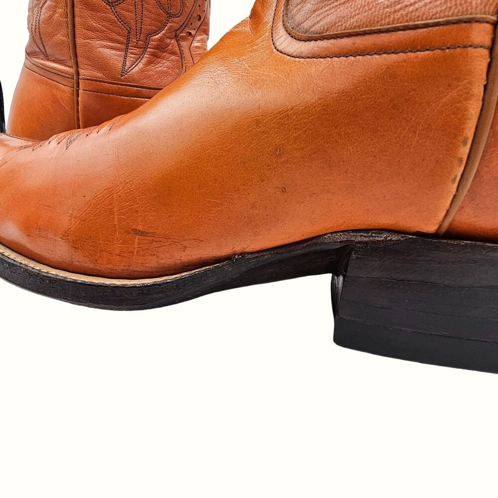 Kangaroo Exotic Bona Allen Cowboy Boots Mens 8D Rust Orange Leather Western 8268 - Picture 14 of 16